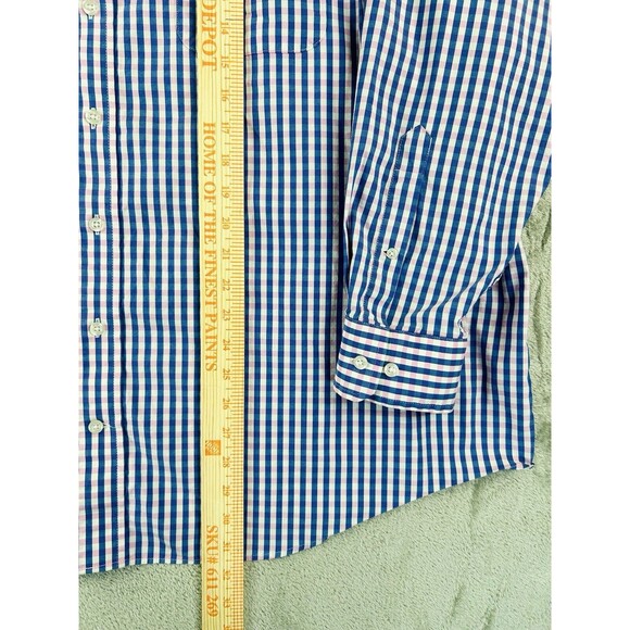 GS Easy Stretch Classic Fit Dress Shirt Men's 19 Long Sleeve Button Up Check - Picture 6 of 7